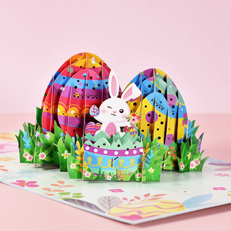 Easter Rabbit Eggs Greeting Cards With Envelope Handmade 3d Children Pop Up Card Happy Easter Gift 