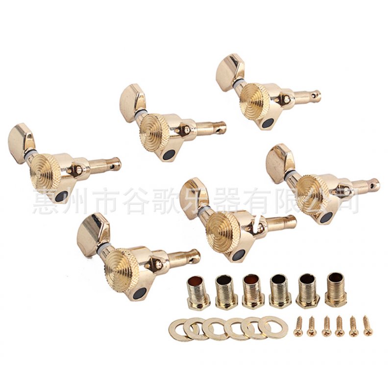 Guitar knob Gold Color with Lock 6R Ferrule Threaded Bush Screws Set for Musical Instrument Accessories (Box Packing) Gold