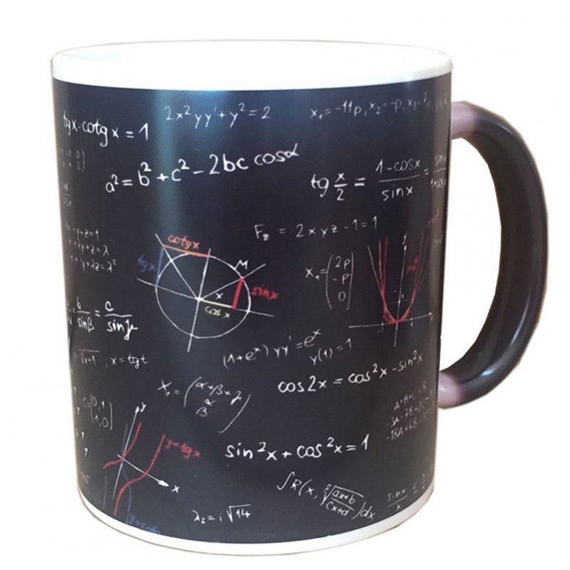 Heat Sensitive Math Mug Color Changing Coffee Mug Featuring Famous Mathematical Formulas For Math Teacher Student black 301-400ml