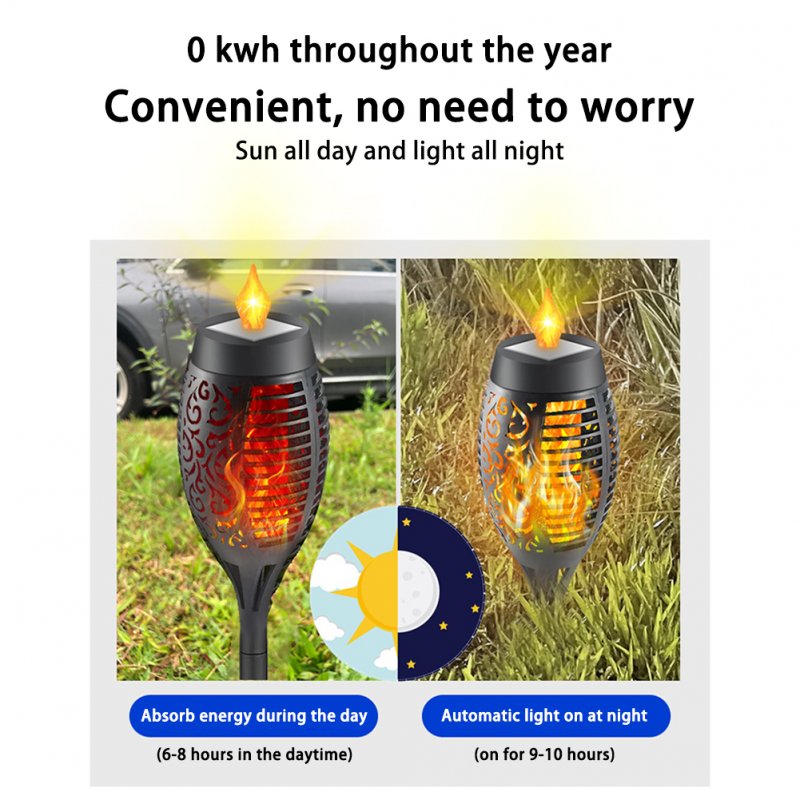 4pcs Solar 96led Torches Lamp Sensor Decorative Light Floor Lights for Outdoor Garden Courtyard Lawn Warm White
