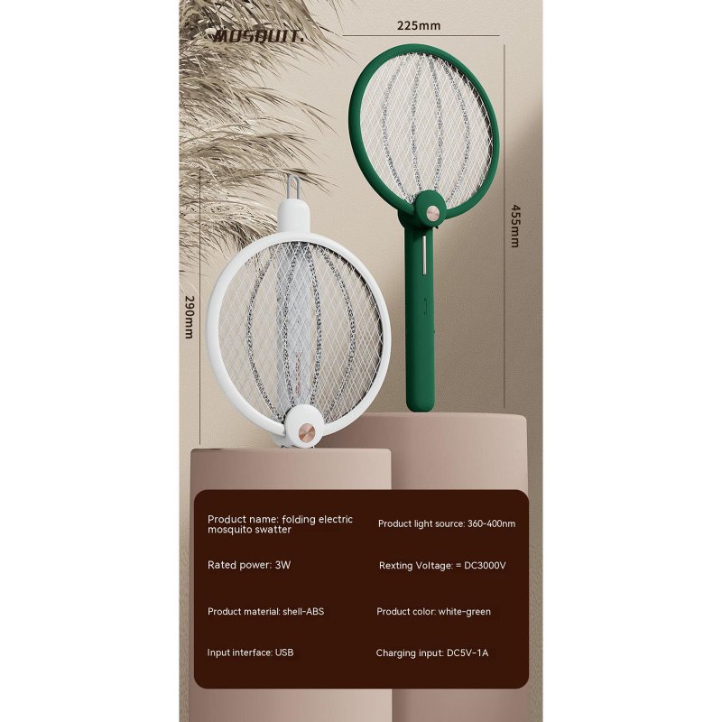 Dc3000v Foldable Electric Mosquito Racket Usb Rechargeable Mosquito Killer Fly Swatter Bug Zapper With Uv Light 