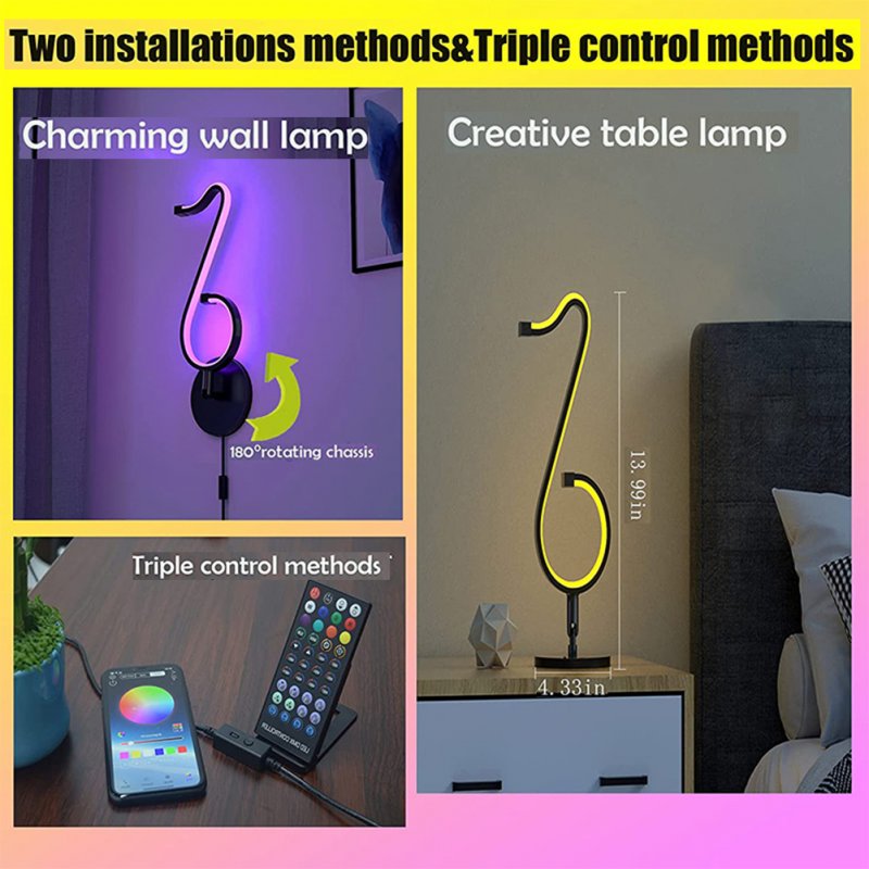 Led Musical Note Light Colorful RGB Atmosphere Table Lamp Bedside Night Light for Bedroom Office Home 