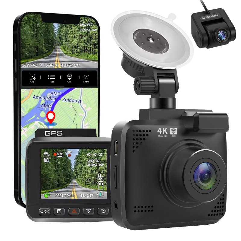 4k Driving Recorder Built-In Wifi GPS Car Dashboard Camera Recorder Dash Cam with Night Vision 