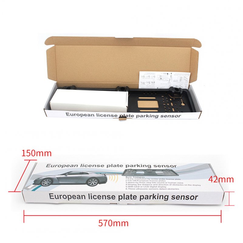 Car Parking Sensor Kit Auto Reversing Radar European License Plate Camera Front Back Electromagnetic Monitor System 3 Sensors 