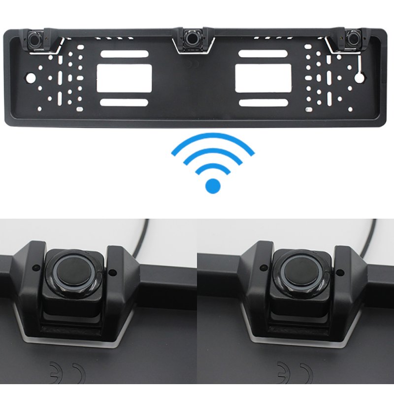 Car Parking Sensor Kit Auto Reversing Radar European License Plate Camera Front Back Electromagnetic Monitor System 3 Sensors 