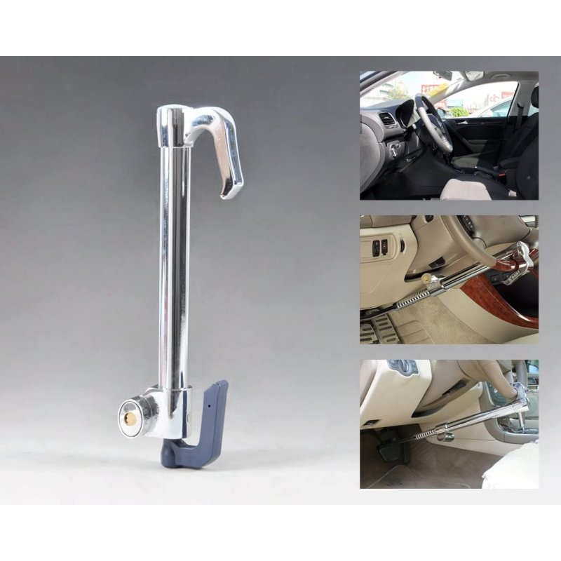 Universal Steering Wheel Brake Lock Anti-theft Retractable Double Hook Car Clutch Pedal Lock 