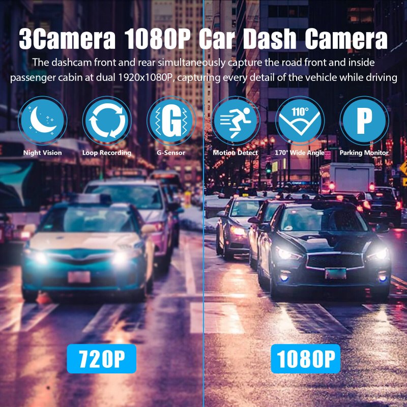 2 Inch 1080p Dash Cam Car DVR Infrared Night Vision Recorder 