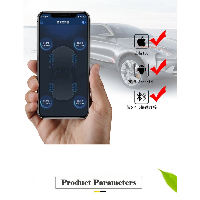 Bluetooth 4.0 Universal External Tyre Pressure Sensor Support iOS Android Phone Tire Pressure Sensor  External