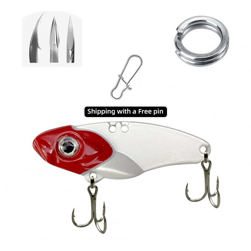 fishing lure 10/20g 3D Eyes Metal Vib Blade Lure Sinking Vibration Baits Artificial Vibe for Bass Pike Perch Fishing Red head white_10g
