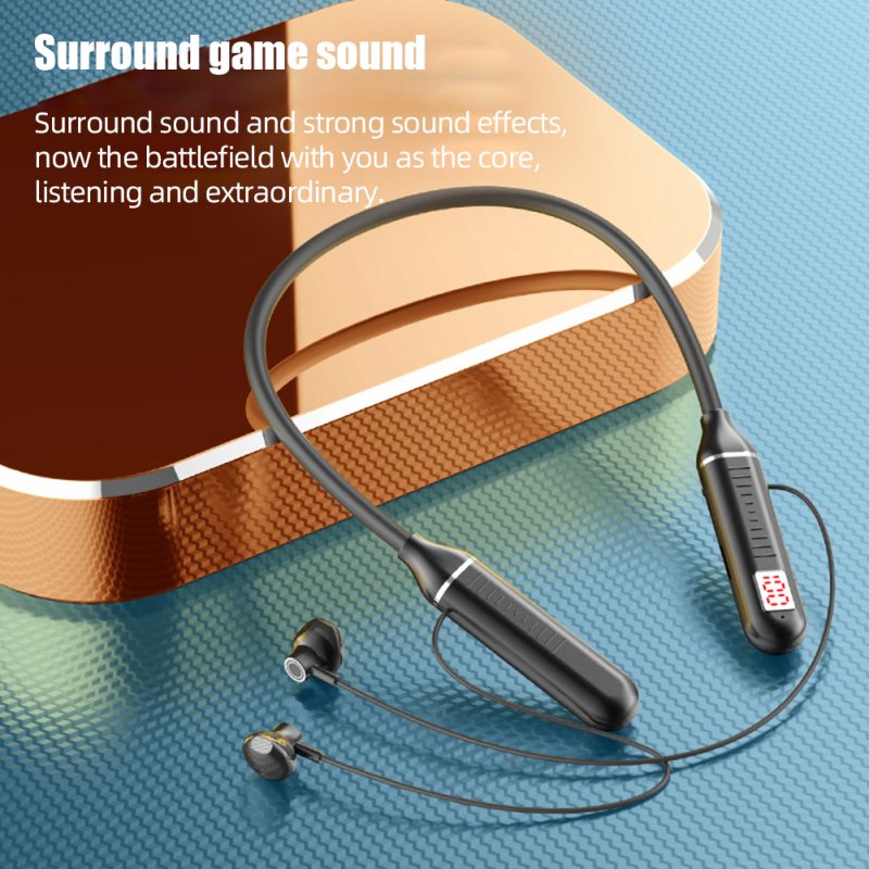 Wireless Bluetooth Headphones Neck-hanging Type Digital Display Headset Low-latency Gaming Earphone 