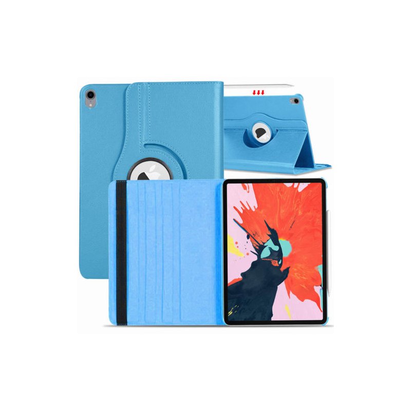 for Apple iPad Pro 11 / 12.9 3rd Gen 2018 360 Rotating Leather Smart Case Cover sky blue