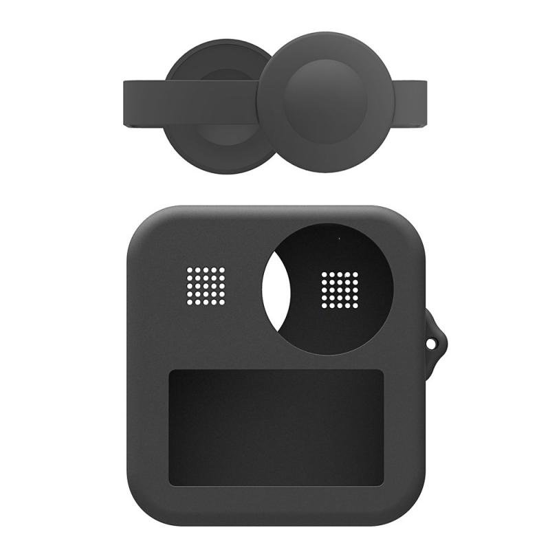 for GoPro Max Dual Lens Caps Body Silicone Anti-slip Anti-fall Waterproof Protective Case black