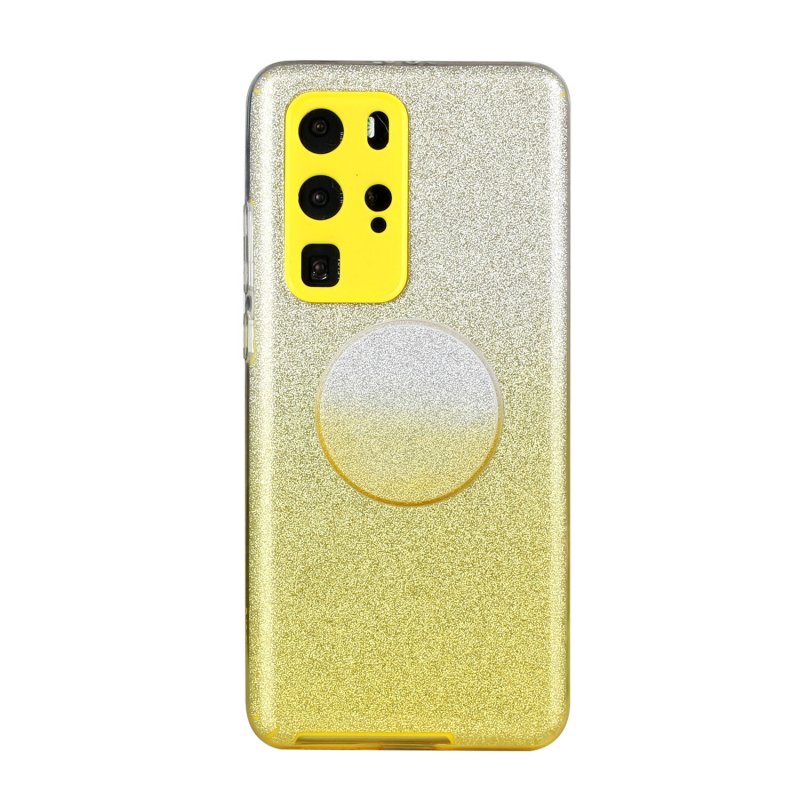 for HUAWEI P20 LITE/P30 LITE/P40 LITE/Nova6SE/Nova 7i Phone Case Gradient Color Glitter Powder Phone Cover with Airbag Bracket yellow