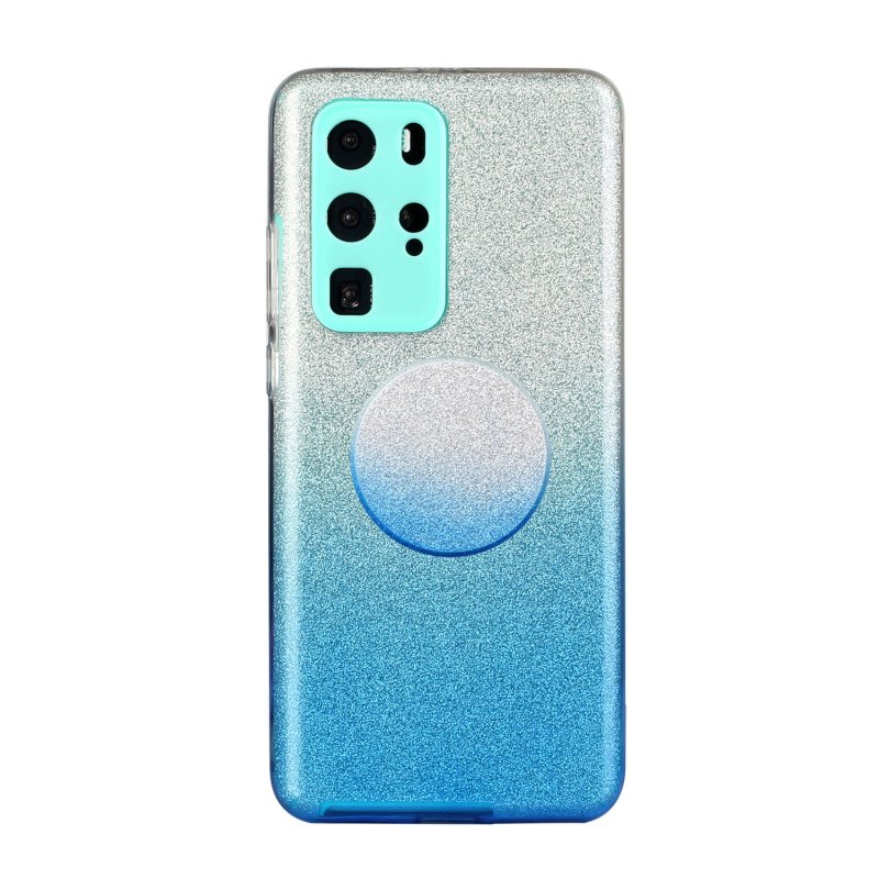 for HUAWEI P20 LITE/P30 LITE/P40 LITE/Nova6SE/Nova 7i Phone Case Gradient Color Glitter Powder Phone Cover with Airbag Bracket blue