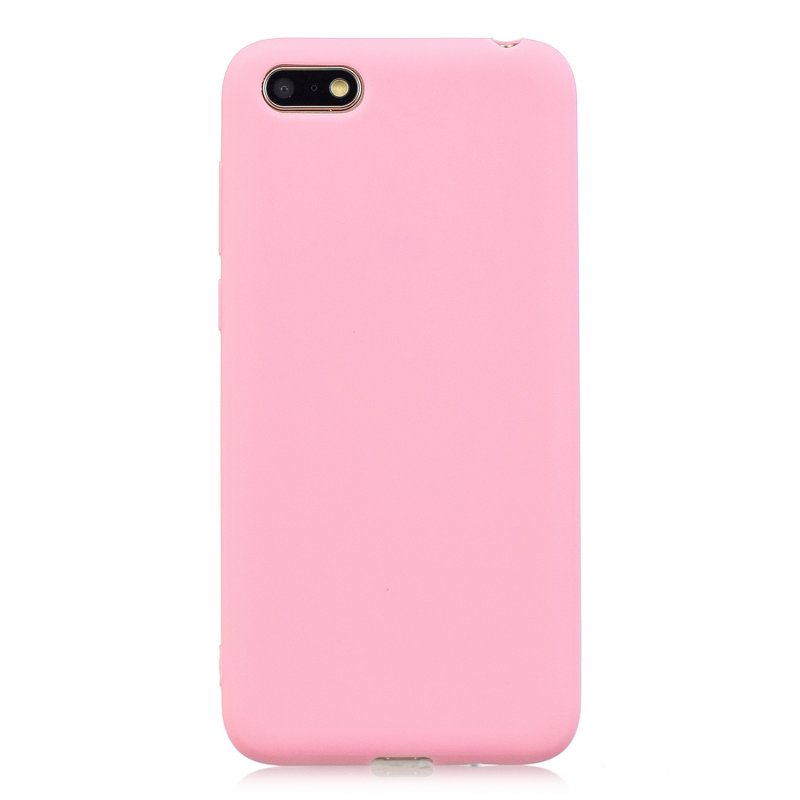 for HUAWEI Y5 2018 Cute Candy Color Matte TPU Anti-scratch Non-slip Protective Cover Back Case dark pink
