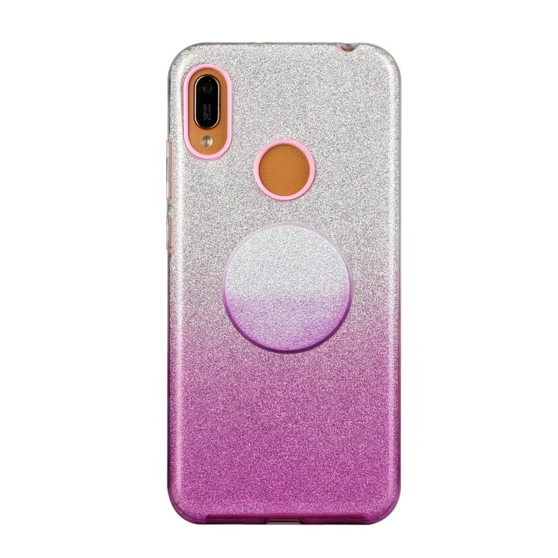 for HUAWEI Y5 2019/HONOR 8S/Y5/PSmart/honor 10 LITE Phone Case Gradient Color Glitter Powder Phone Cover with Airbag Bracket purple