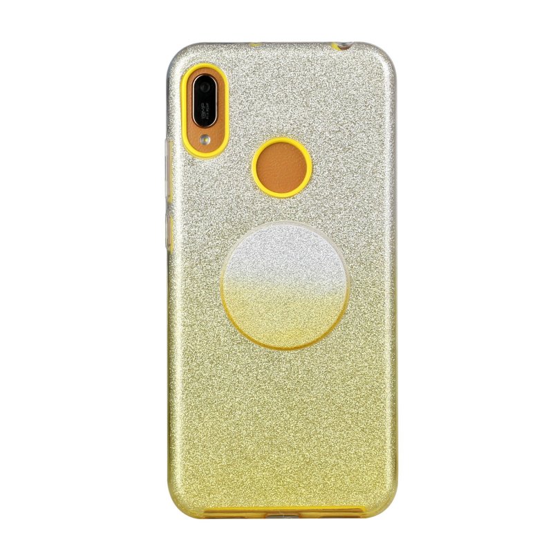 for HUAWEI Y5 2019/HONOR 8S/Y5/PSmart/honor 10 LITE Phone Case Gradient Color Glitter Powder Phone Cover with Airbag Bracket yellow