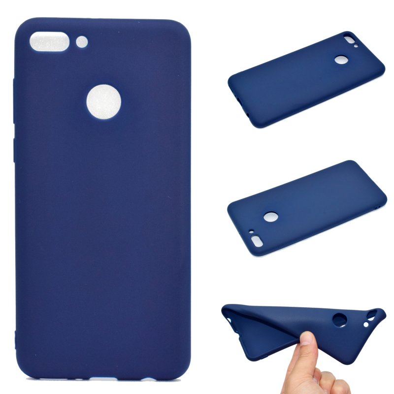 for HUAWEI Y9 2018 Lovely Candy Color Matte TPU Anti-scratch Non-slip Protective Cover Back Case Navy