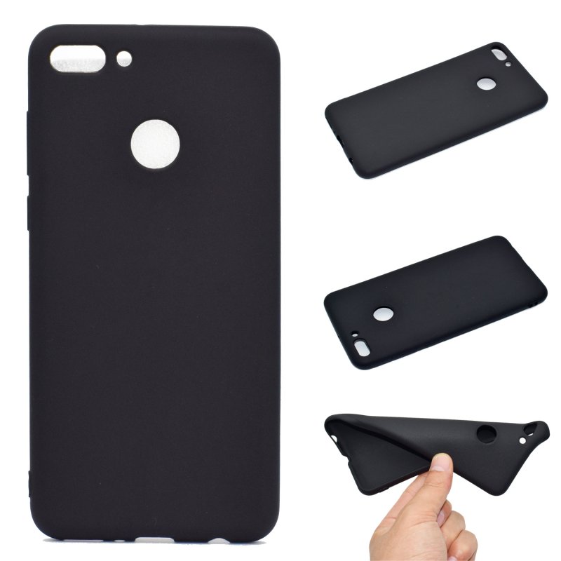 for HUAWEI Y9 2018 Lovely Candy Color Matte TPU Anti-scratch Non-slip Protective Cover Back Case black