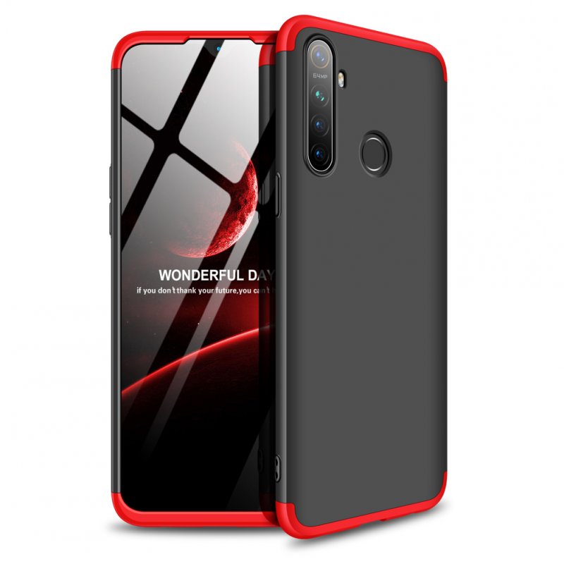 for OPPO Realme 5 Anti-Collision Protection Cover 360 Degree Full Coverage Phone Case Cellphone Shell Cover red+black