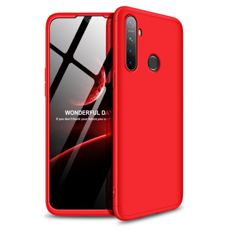 for OPPO Realme 5 Anti-Collision Protection Cover 360 Degree Full Coverage Phone Case Cellphone Shell Cover red