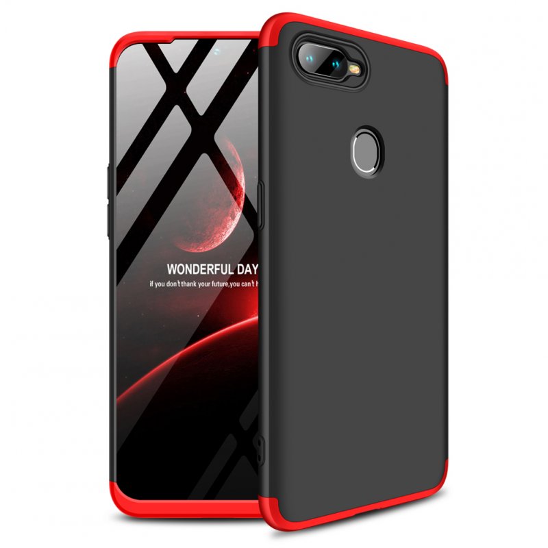 for Oppo A7 Ultra Slim PC Back Cover Non-slip Shockproof 360 Degree Full Protective Case Red black red_Oppo A7