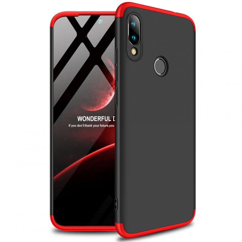 for Redmi NOTE 7 Ultra Slim PC Back Cover Non-slip Shockproof 360 Degree Full Protective Case Red black red_Redmi NOTE 7