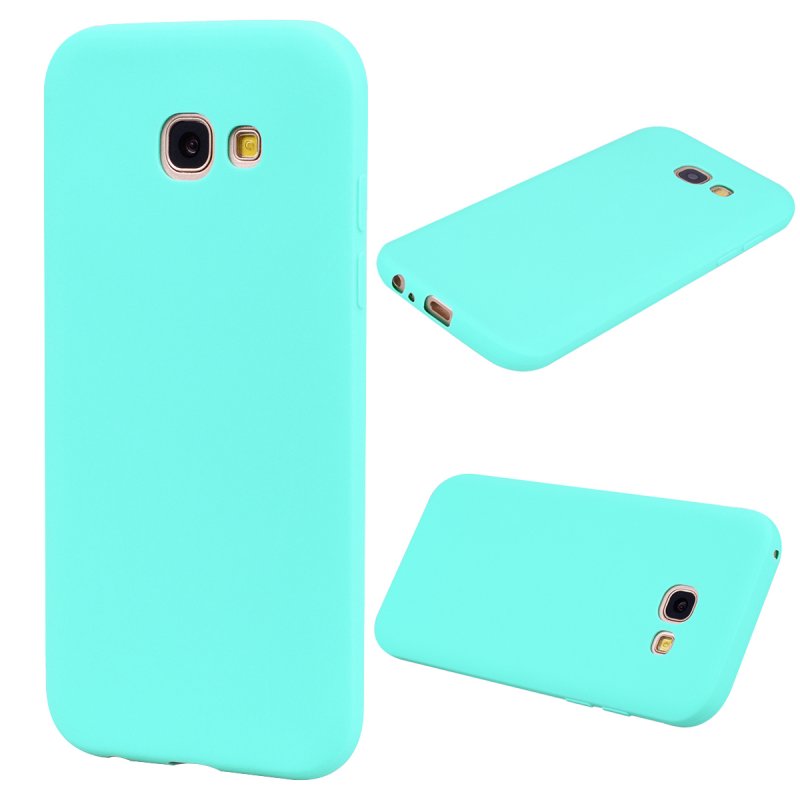 for Samsung A5 2017 Cute Candy Color Matte TPU Anti-scratch Non-slip Protective Cover Back Case Light blue