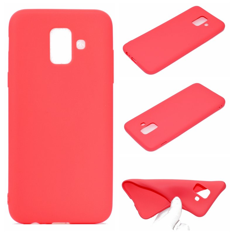 for Samsung A6 2018 Lovely Candy Color Matte TPU Anti-scratch Non-slip Protective Cover Back Case red