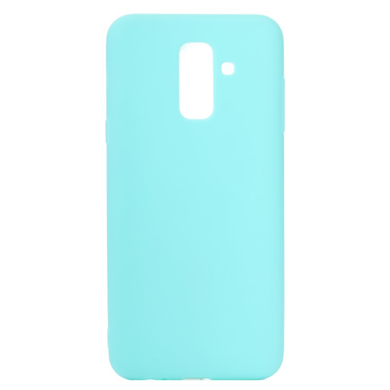 for Samsung A6 plus 2018 Lovely Candy Color Matte TPU Anti-scratch Non-slip Protective Cover Back Case Light blue