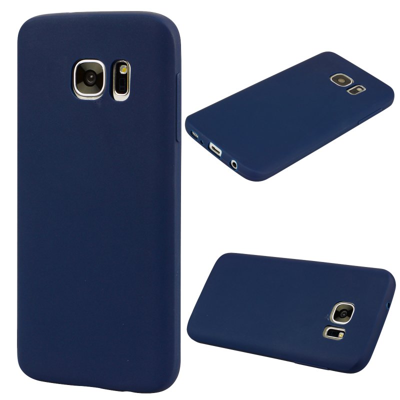 for Samsung S7 Cute Candy Color Matte TPU Anti-scratch Non-slip Protective Cover Back Case Navy