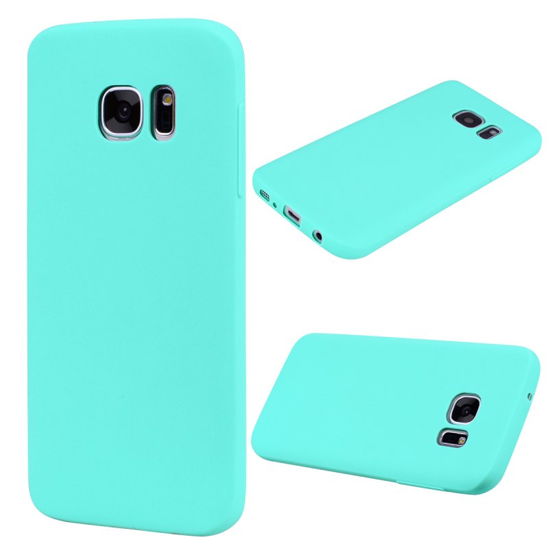 for Samsung S7 Cute Candy Color Matte TPU Anti-scratch Non-slip Protective Cover Back Case Light blue