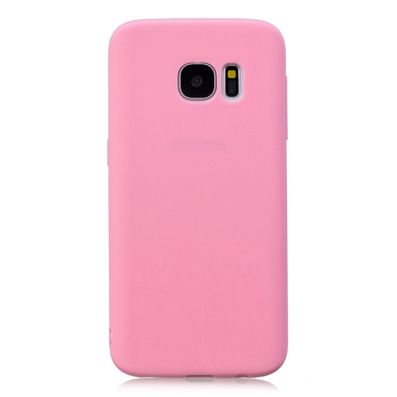 for Samsung S7 edge Cute Candy Color Matte TPU Anti-scratch Non-slip Protective Cover Back Case dark pink