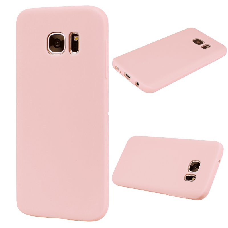 for Samsung S7 edge Cute Candy Color Matte TPU Anti-scratch Non-slip Protective Cover Back Case Light pink