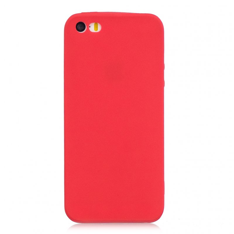 for iPhone 5/5S/SE Lovely Candy Color Matte TPU Anti-scratch Non-slip Protective Cover Back Case red