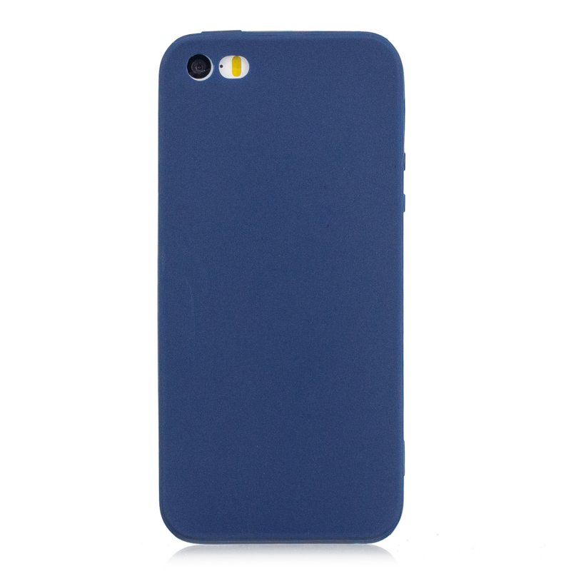 for iPhone 5/5S/SE Lovely Candy Color Matte TPU Anti-scratch Non-slip Protective Cover Back Case Navy