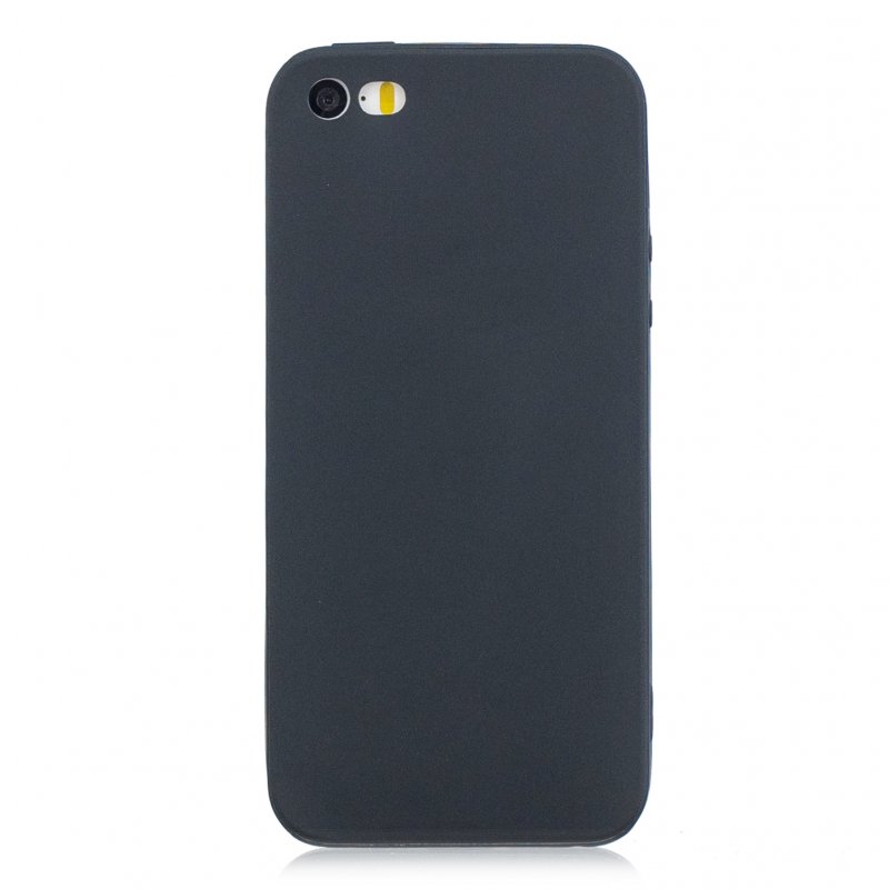for iPhone 5/5S/SE Lovely Candy Color Matte TPU Anti-scratch Non-slip Protective Cover Back Case black