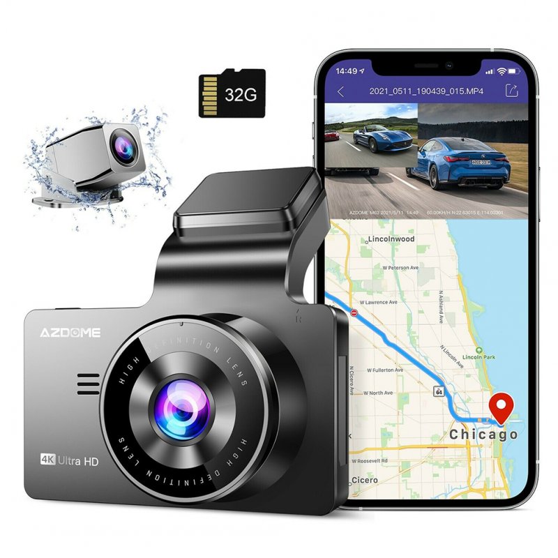 4k 1080P Car DVR Dual Dash Cam Gps And Wifi Camera Recorder with Parking Monitor 