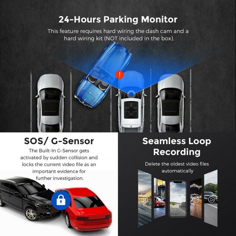 4k 1080P Car DVR Dual Dash Cam Gps And Wifi Camera Recorder with Parking Monitor 