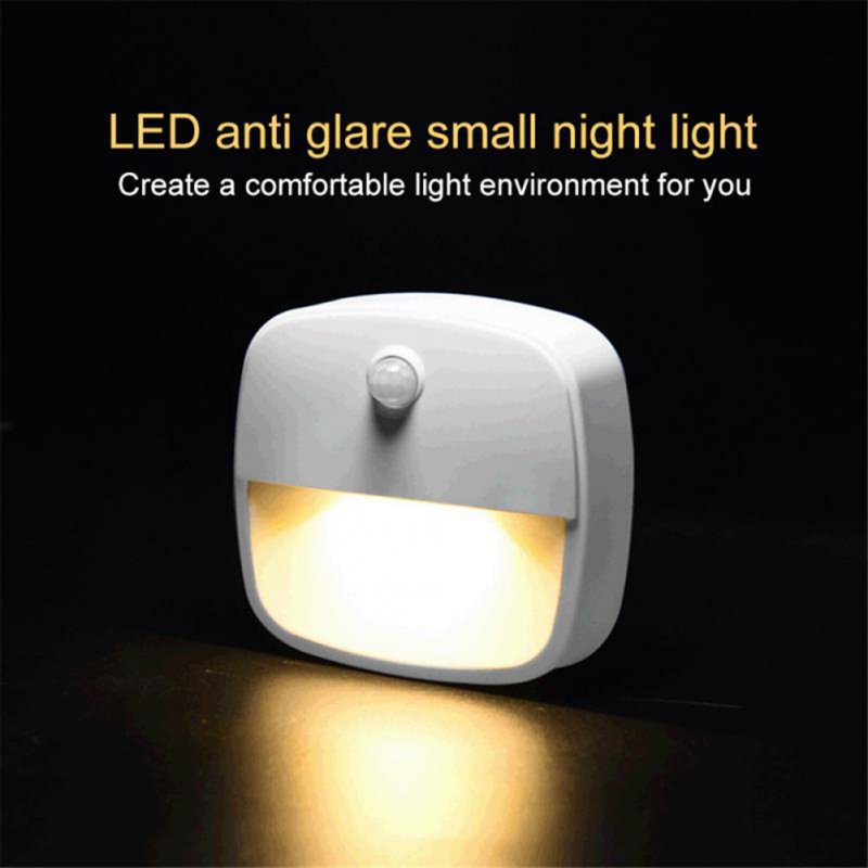 Led Smart Night Light Wall Lamp Energy Saving Pir Motion Sensor Kitchen Cabinet Light Bedroom Bedside Lamp warm side glow 3pcs