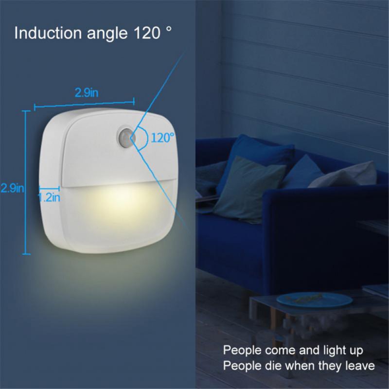 Led Smart Night Light Wall Lamp Energy Saving Pir Motion Sensor Kitchen Cabinet Light Bedroom Bedside Lamp warm side glow 3pcs