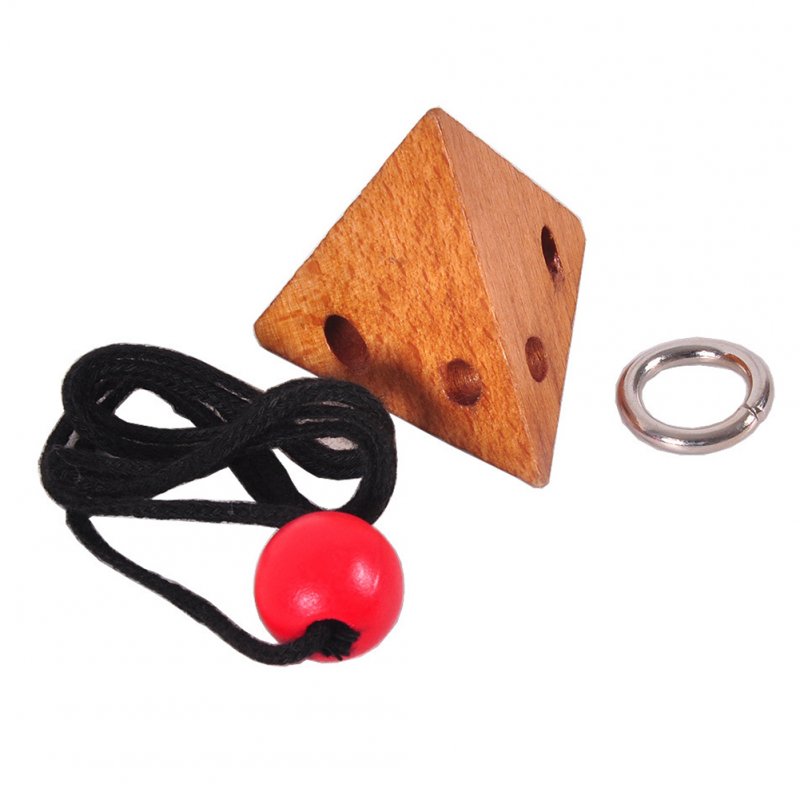 Classical Wooden Puzzle Game Rope Triangle Unlock Brain Teaser String Educational Toys