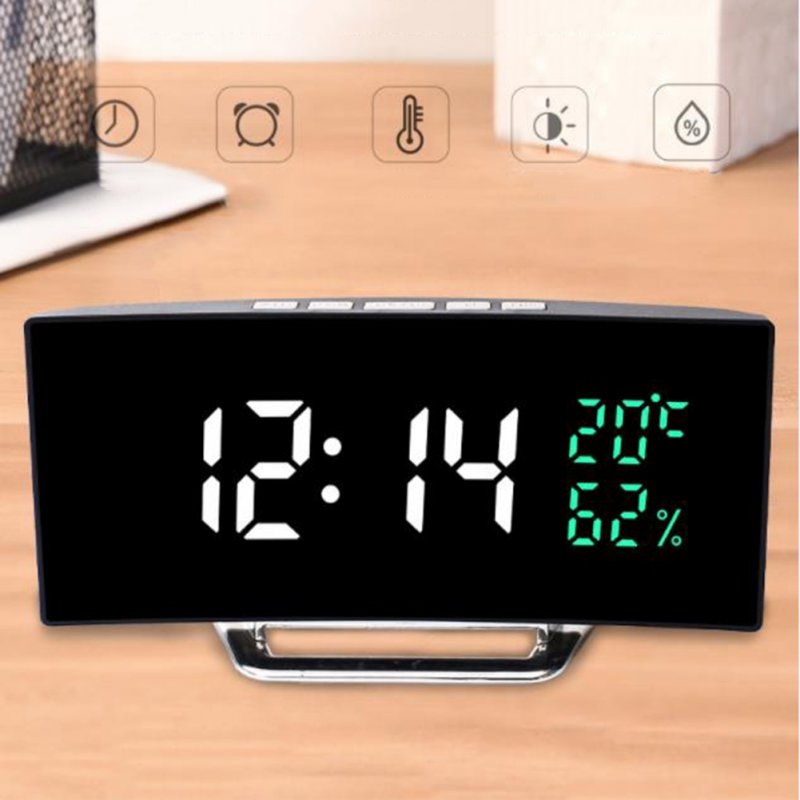 Led Digital Alarm Clock With Time Date Temperature Humidity Display 12/24h Multi-function Desk Table Clock 