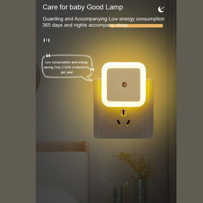 Square Plug In Night Light With Light Sensors Baby Nursery Night Lights For Bathroom Bedroom Hallway Stairs (6 x 6cm) 