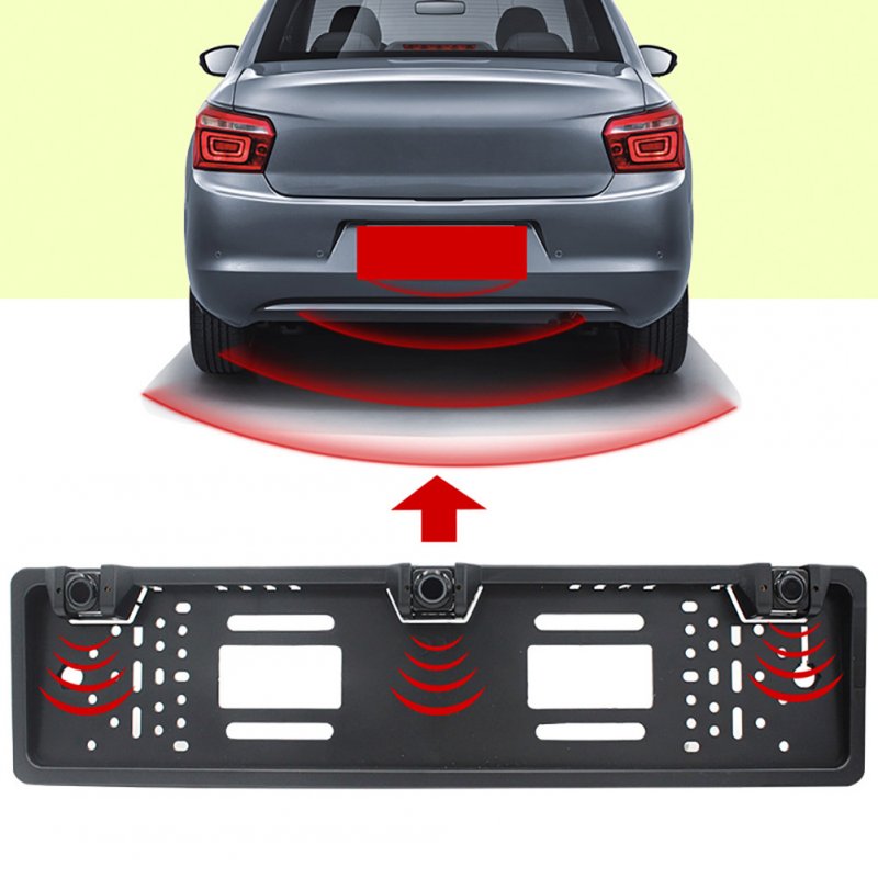 Car Parking Sensor Kit Auto Reversing System European License Plate Camera Front Back Electromagnetic Monitor System 