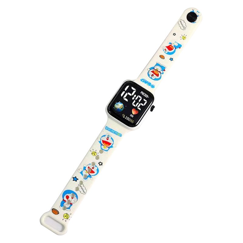 Cartoon Earth Electronic Wrist Watch Color Printing Led Square Dial Watch For Student 