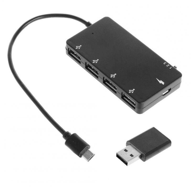4 Port Micro USB OTG Hub Power Charging Adapter Cable for Windows Tablet, Android Smartphone,PC