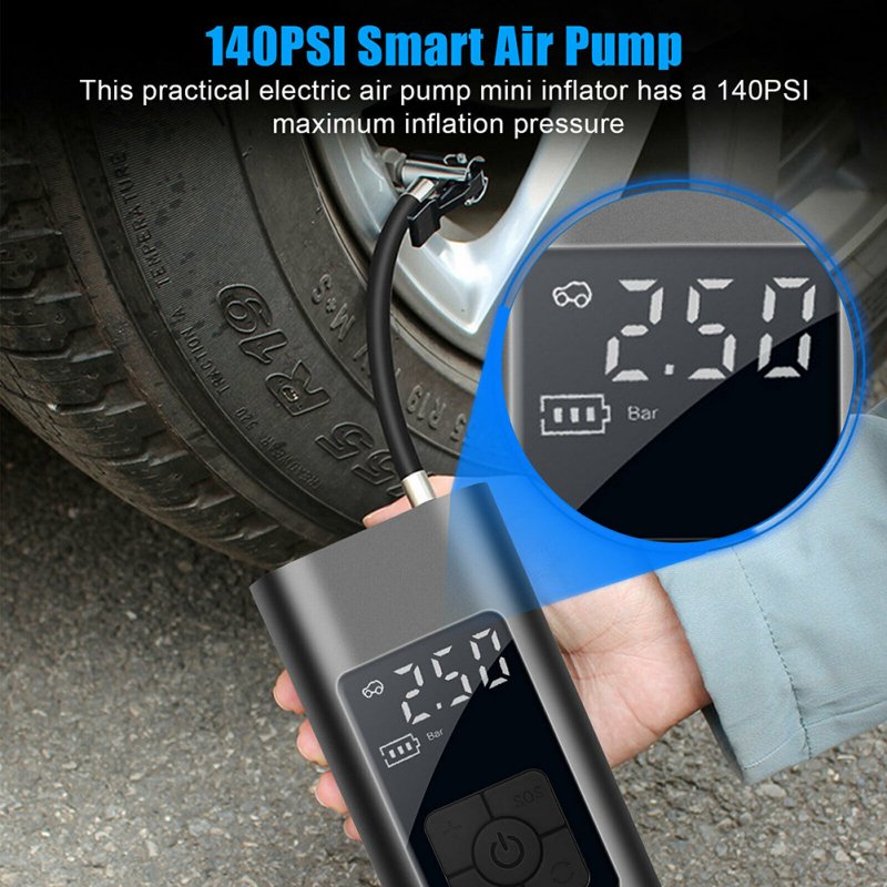 Portable 12v Car Digital Air  Tire  Pump With Multi-purpose Nozzle Led Display Auto Electric Built-in Radiator Inflator Compressor 