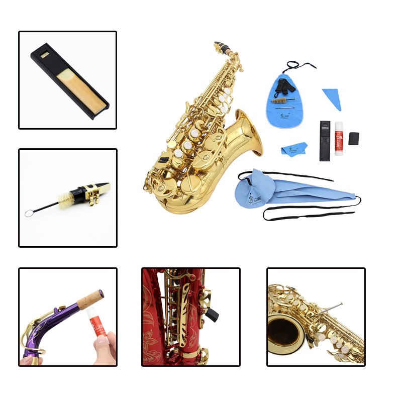 10Pcs/Set Saxophone Cleaning Kit Sax Clean Cloth Mouthpiece Brush Belt Mini Screwdriver Set Saxophone Accessories blue+black_10pcs/set