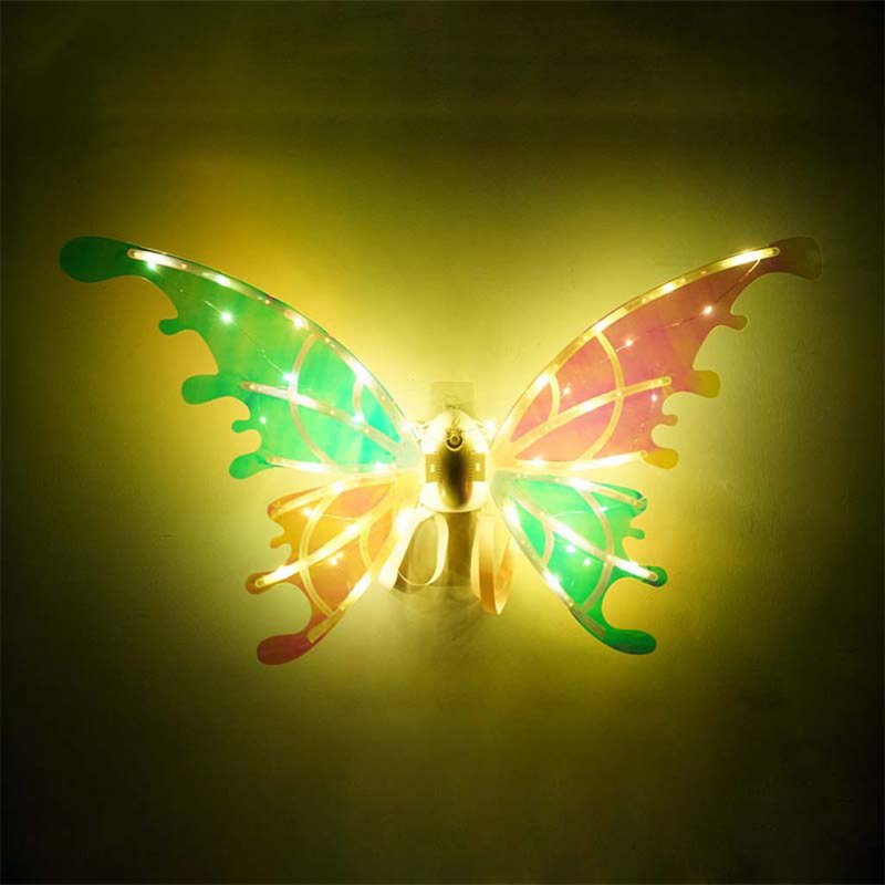 Girls Electrical Butterfly Wings With Music Lights Glowing Shiny Dress Up Moving Fairy Wings For Birthday Wedding Christmas R01 88 x 56.5 x 10CM